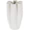White Ceramic Abstract Ribbed Dimensional Folded Vase with Floral Shaped Rim